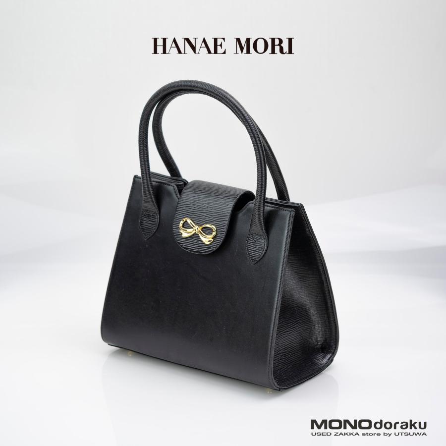 美品 ハナエモリ パーティーバッグ フォーマルバッグ ブラック 角スレなし HANAE MORI（ハナエモリ） ハンドバッグ フォーマル 黒 ブラック