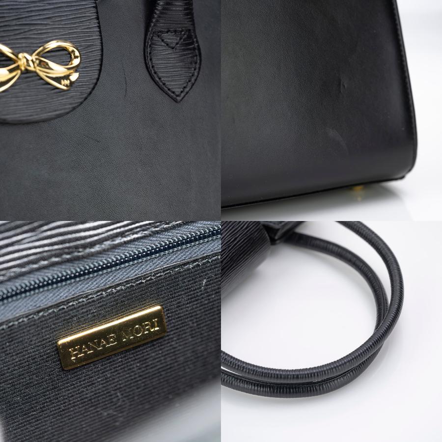 【美品】HANAE MORI ハナエモリ/リボン金具/フラップ ハンドバッグ HANAE MORI（ハナエモリ） ハンドバッグ フォーマル 黒 ブラック
