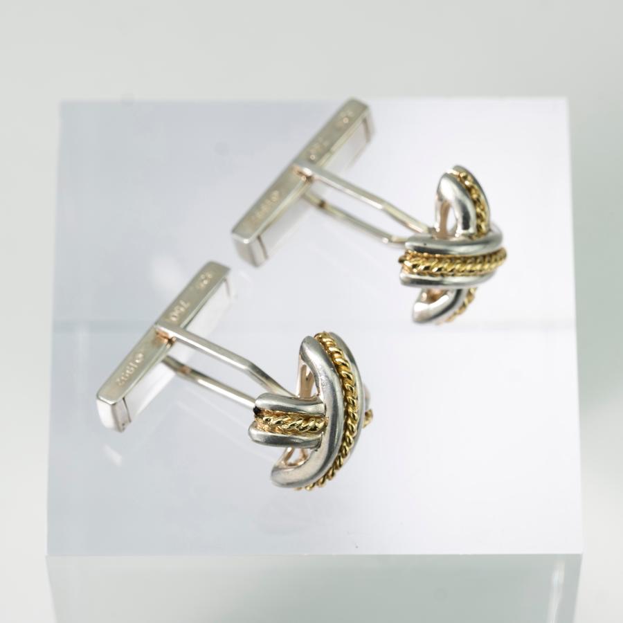 ティファニー カフス シグネチャークロス コンビ シルバー925 ゴールド750 Tiffany & Co. - ティファニー ヴィンテージ シグネチャー クロス