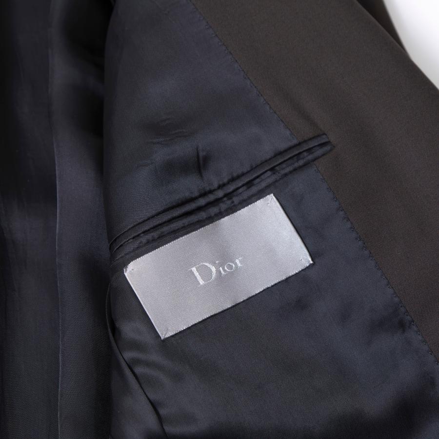 Dior HOMME ディオール チェスターコート ダークブラウン ウール 光沢