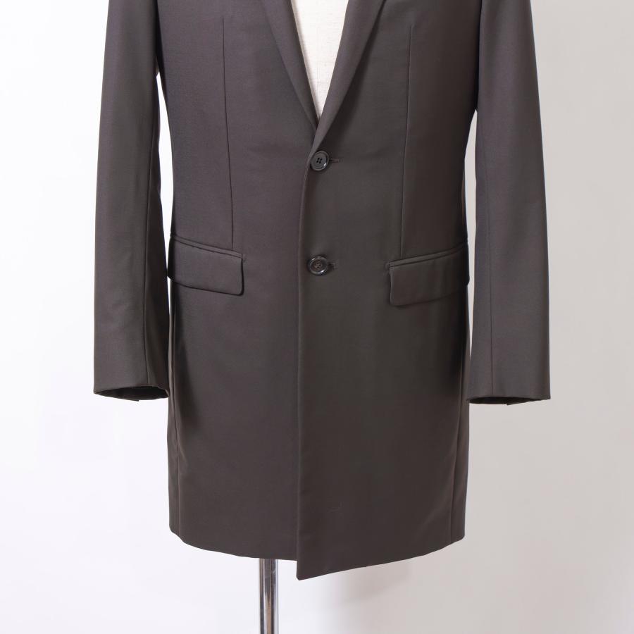 Dior HOMME ディオール チェスターコート ダークブラウン ウール 光沢