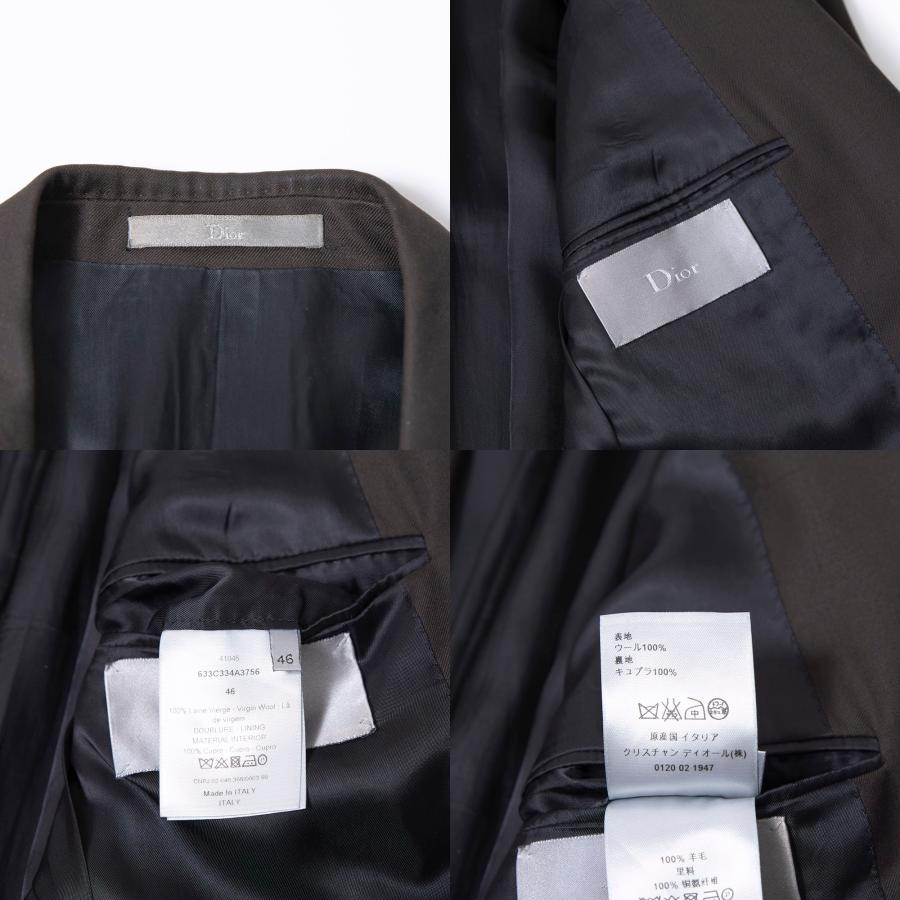 Dior HOMME ディオール チェスターコート ダークブラウン ウール 光沢