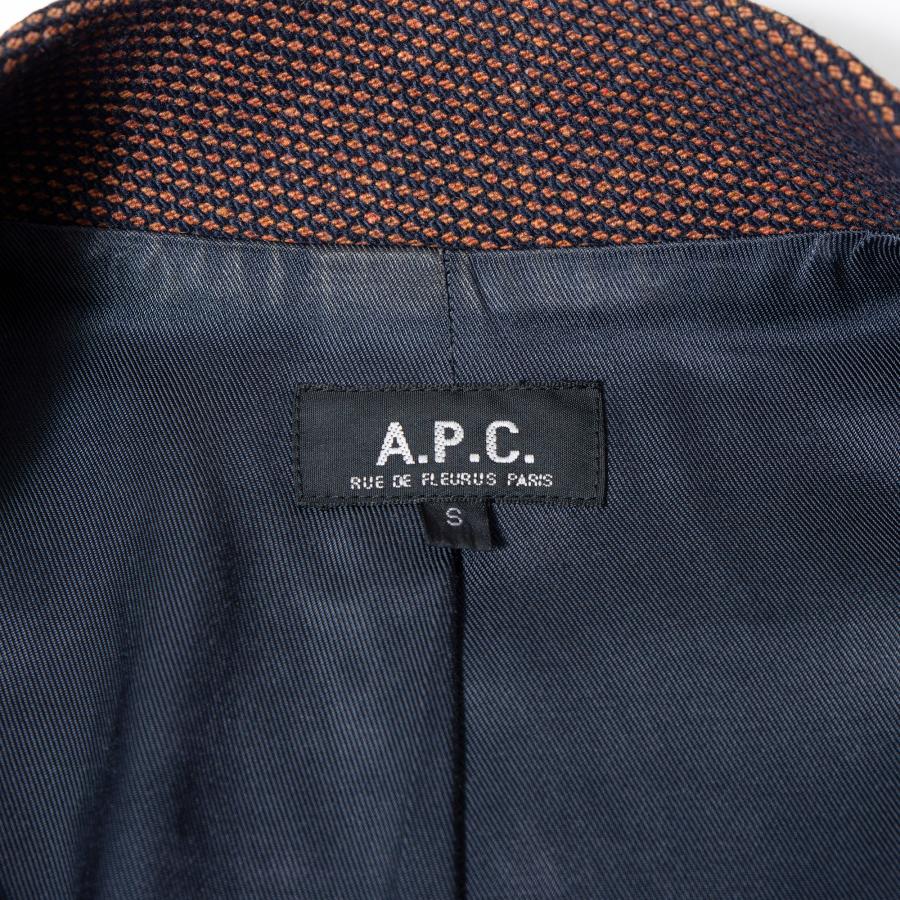アーペーセー A.P.C. ロングコート スタンドカラー ブラウン系 S レディース フランス製 アウター コート ミニマル ヘリンボーン チェック_10