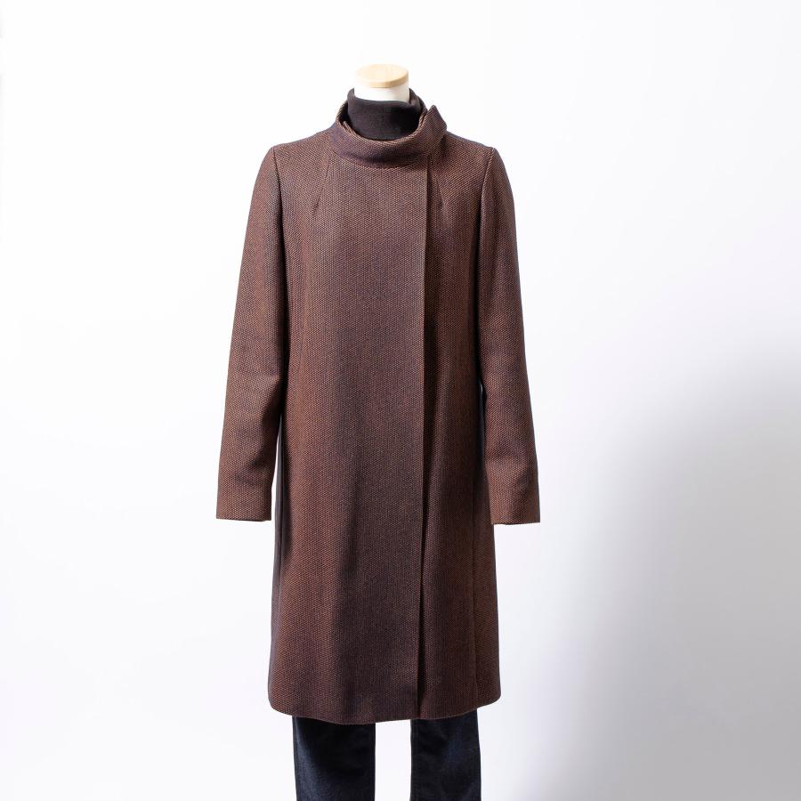 アーペーセー A.P.C. ロングコート スタンドカラー ブラウン系 S レディース フランス製 アウター コート ミニマル ヘリンボーン チェック_2