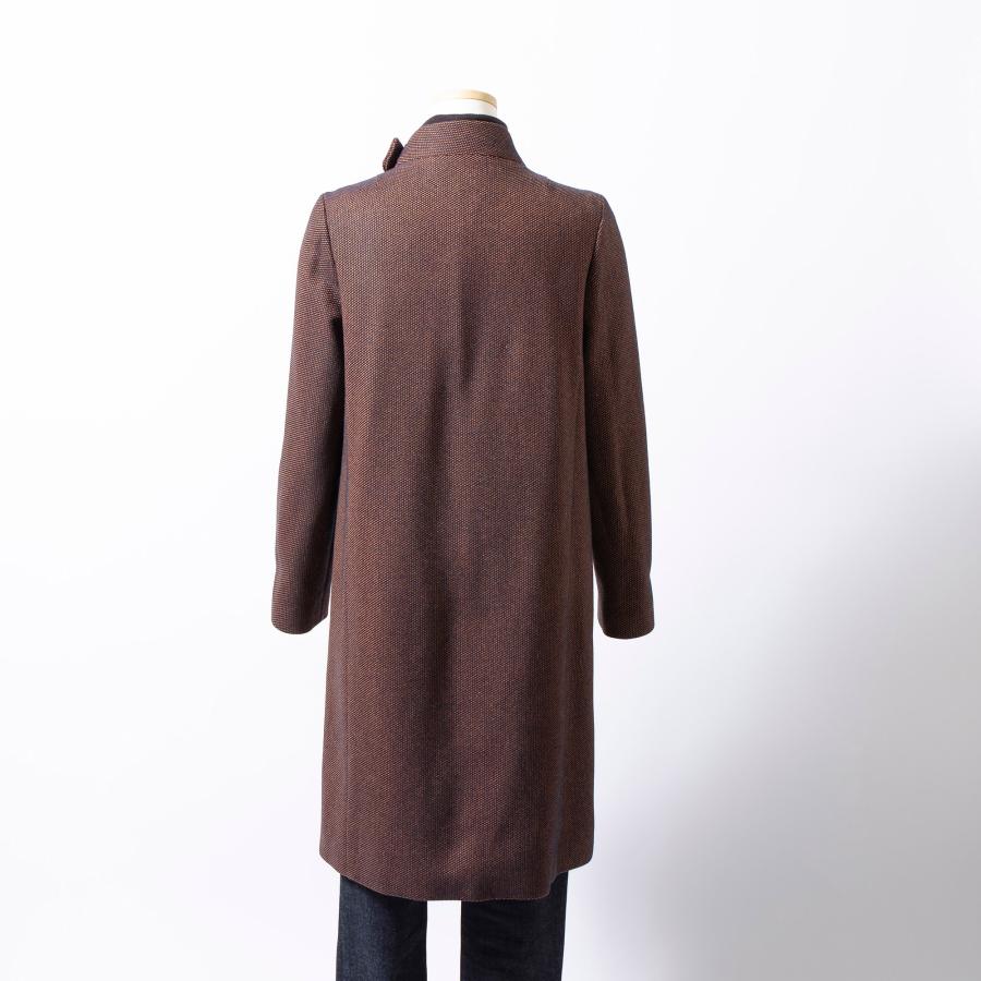 アーペーセー A.P.C. ロングコート スタンドカラー ブラウン系 S レディース フランス製 アウター コート ミニマル ヘリンボーン チェック_3