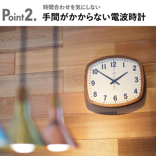 壁掛け時計 電波時計 掛け時計 おしゃれ 静音 かけ時計 木目調 寝室 リビング 北欧 日本製 木製 CHAMBRE シャンブル アールスクエア クロック｜monogallery｜08