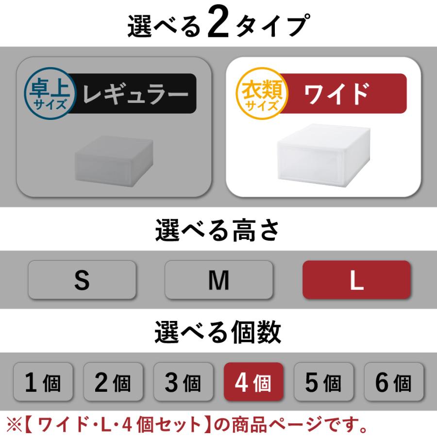 収納ボックス 衣装ケース 収納ケース おしゃれ コンテナボックス チェスト 押入れ収納 クローゼット収納 RISU リス スタックシステムケース ワイド L 4個セット_2
