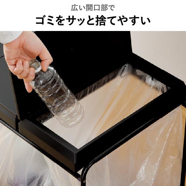 ごみ箱 分別 45L 45リットル キッチン スリム 縦型 ふた付き ダストボックス ペットボトル プラ 缶 袋いっぱい RISU 2分別フレームダストワゴン フタ付き