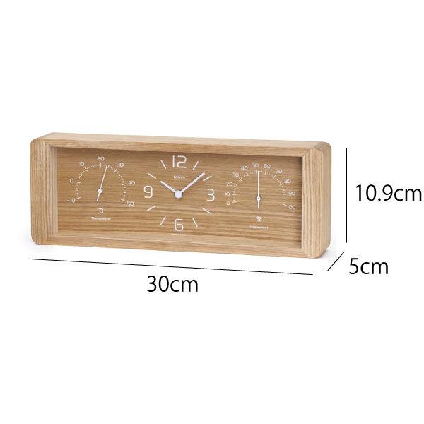 モノギャラリー置き時計 おしゃれ 木製 タカタレムノス シンプル 高級 温湿度計 ブラウン LC11-06 北欧 和室 木 Yokan 湿度計