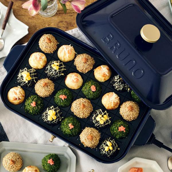 ホットプレート 本体+3種プレート 【レシピ+たこ焼きピック】 BRUNO コンパクトホットプレート セラミックコート鍋セット おしゃれ たこ焼き器 鍋 深鍋|monogallery|11