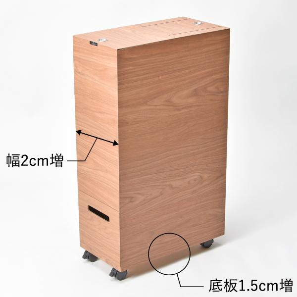 ゴミ箱 おしゃれ 45L 45リットル ダストボックス キッチン用 2段 収納 分別 蓋付き 袋止め キャスター付き 約幅20cm 木製 日本製 バスク グランデペール 2段｜monogallery｜18