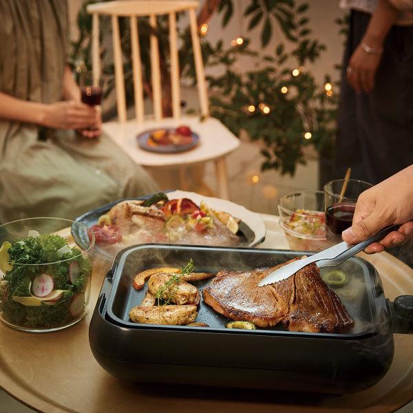 レコルトホットプレート蒸し器付き(A recolte（レコルト） ホットプレート 焼肉 鍋 たこ焼き 蒸し器