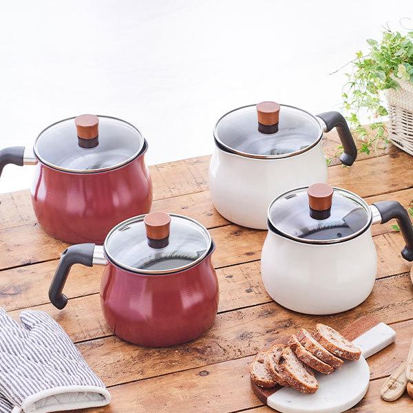 ToMay 片手鍋 約16cm おしゃれ 軽い フッ素加工 ガラス蓋 ガス火 北欧