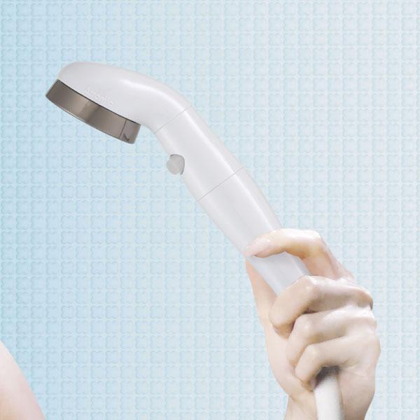 シャワーヘッド ホース セット 水圧 節水増圧 手元 止水 ボタン付き リクシル toto kvk おしゃれ 北欧 アラミック ビラク arromic BIRAKU2 Coating MAT BLUEの画像