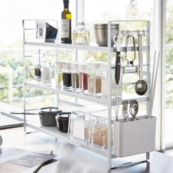 3段キッチンラック ナチュラル/ブラック tower キッチンラック スリム 3段 キッチン収納 小物収納 調味料