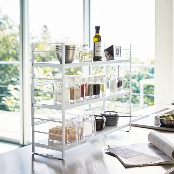tower キッチンラック スリム 3段 キッチン収納 小物収納 調味料