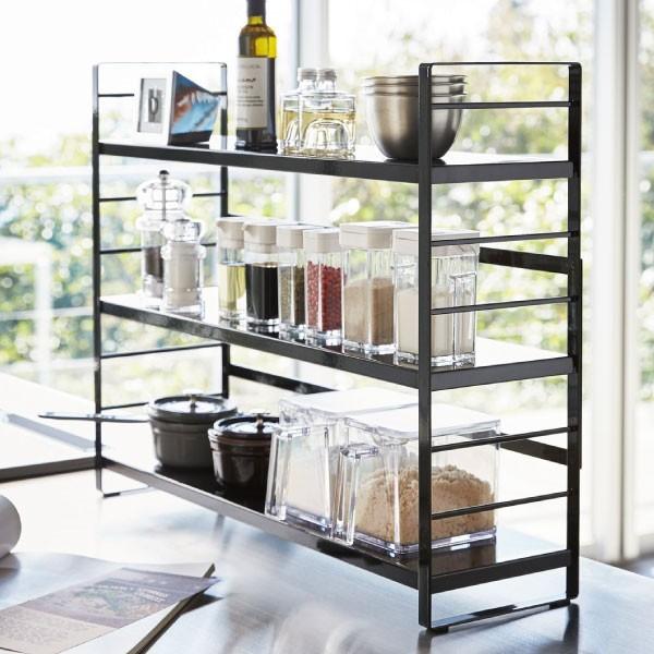 tower キッチンラック スリム 3段 キッチン収納 小物収納 調味料