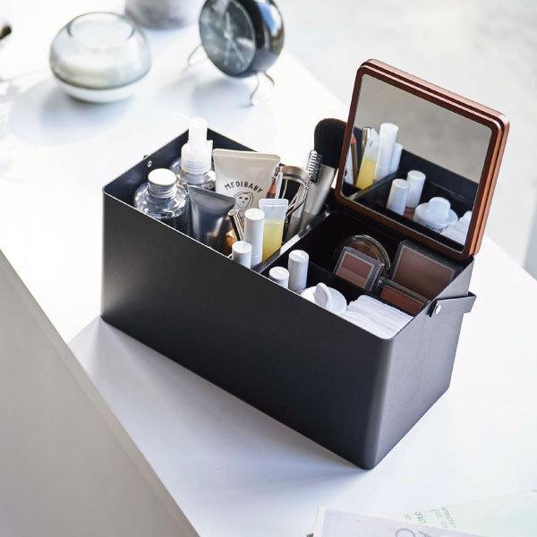 メイク収納ボックス 鏡付き 大容量 おしゃれ 持ち運び コスメボックス 化粧品入れ 収納ボックス 北欧 白 黒 山崎実業 メイクボックス タワー tower