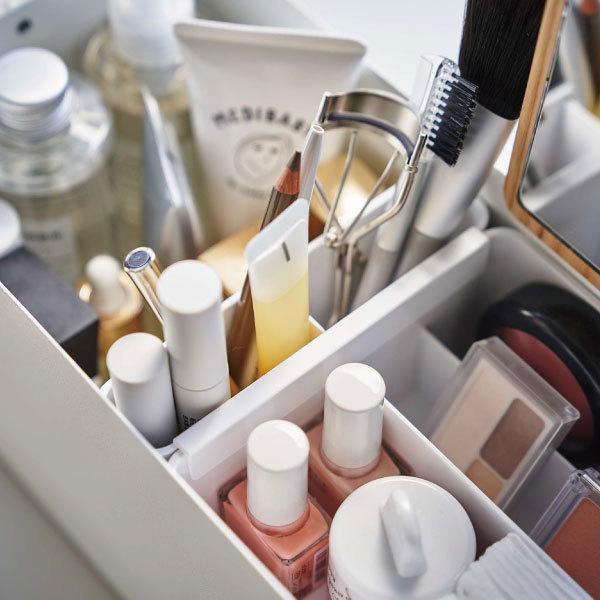 メイク収納ボックス 鏡付き 大容量 おしゃれ 持ち運び コスメボックス 化粧品入れ 収納ボックス 北欧 白 黒 山崎実業 メイクボックス タワー tower