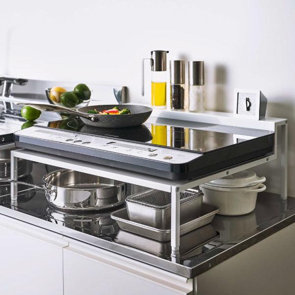 tower IH下　キッチン収納 tower キッチンラック IHクッキングヒーター収納 卓上2口 おしゃれ