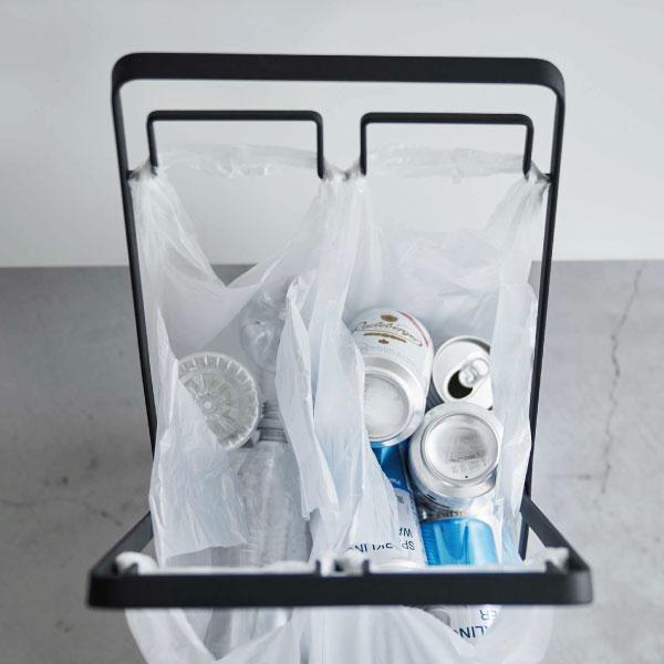 ゴミ箱 おしゃれ 30リットル 分別 折り畳み フレーム タワーシリーズ 公式 ダストボックス 山崎実業 レジ袋2連＆30Lゴミ袋スタンド タワー tower | tower | 13