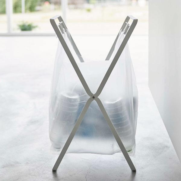 ゴミ箱 おしゃれ 30リットル 分別 折り畳み フレーム タワーシリーズ 公式 ダストボックス 山崎実業 レジ袋2連＆30Lゴミ袋スタンド タワー tower | tower | 06