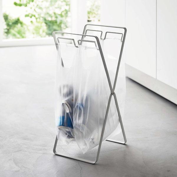 ゴミ箱 おしゃれ 30リットル 分別 折り畳み フレーム タワーシリーズ 公式 ダストボックス 山崎実業 レジ袋2連＆30Lゴミ袋スタンド タワー tower | tower | 08
