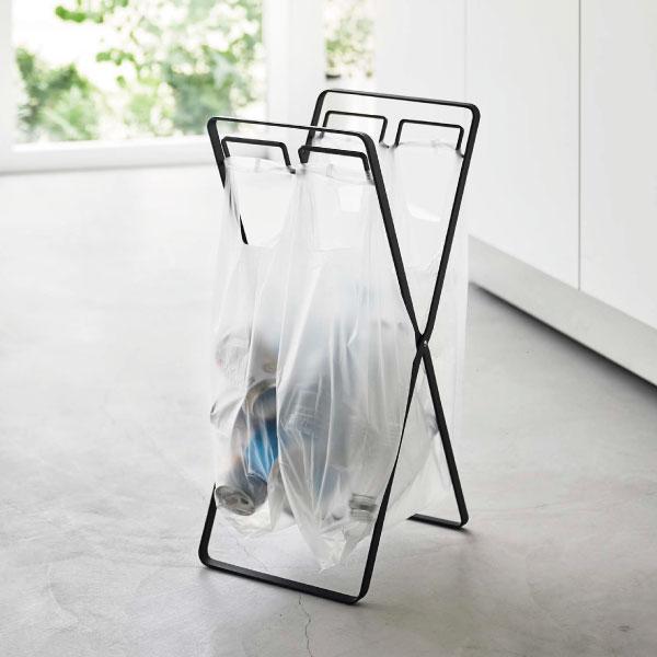 ゴミ箱 おしゃれ 30リットル 分別 折り畳み フレーム タワーシリーズ 公式 ダストボックス 山崎実業 レジ袋2連＆30Lゴミ袋スタンド タワー tower | tower | 11