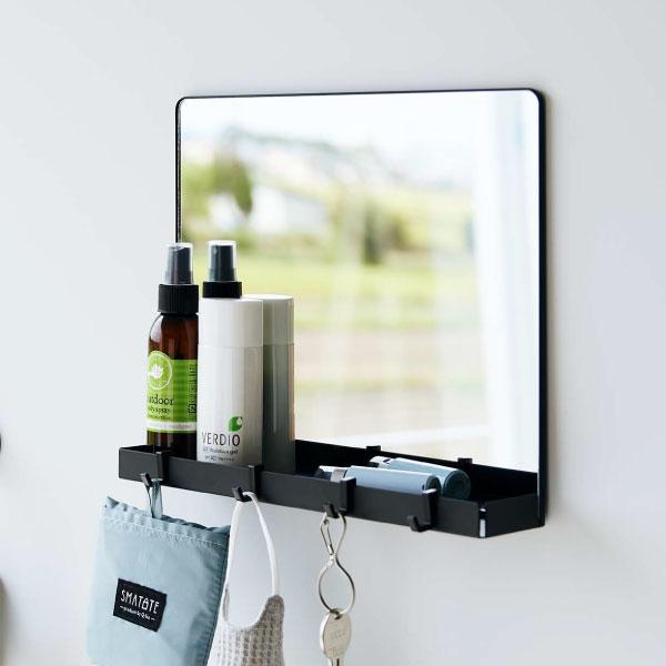 tower 鏡 壁掛け おしゃれ 玄関 小物入れ 収納ラック フック付き 壁面