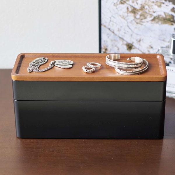 tower アクセサリーケース 2段 おしゃれ 天然木製 収納ボックス 可愛い