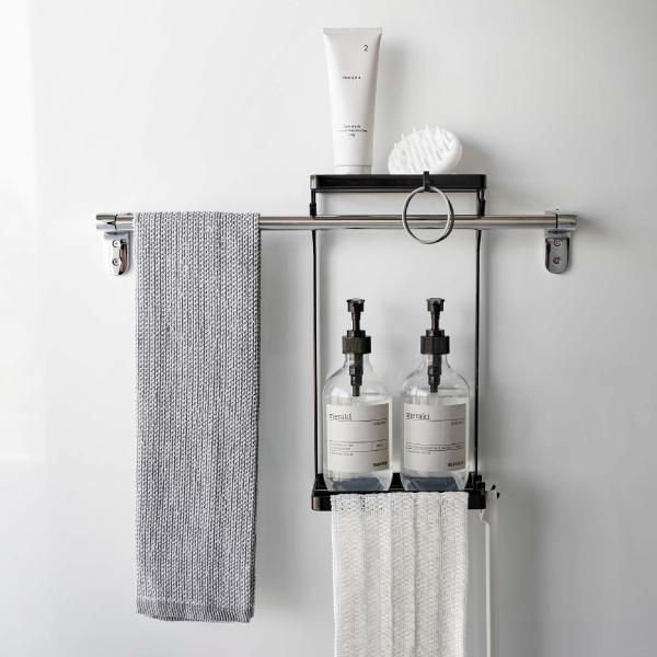 【ホワイト】タオルバーバスケット　バス収納　お風呂場　小物入れ　タオルバー収納 楽天市場】レビュー特典！ 《 マーナ タオルバーバスケット