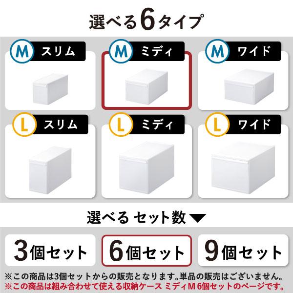 収納ボックス チェスト 引出し クローゼット 奥行45 組み合わせて使える収納ケース ミディM MOS-02L 6個組 like-it ライクイット_2