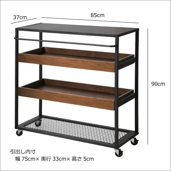 ICHIBA 台車 ワゴン キャスター 引出し ウォールナット anthem