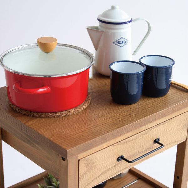 ICHIBA キッチンワゴン キャスター付き おしゃれ 木製 2段