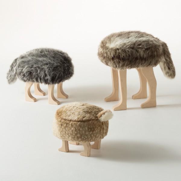 椅子 木製 北欧 おしゃれ スツール 動物 ファー チェア いす 丸型  ( 匠工芸 animal stool アニマルスツールL ウルフグレーミックス コヨーテブラウン)｜monogallery｜04