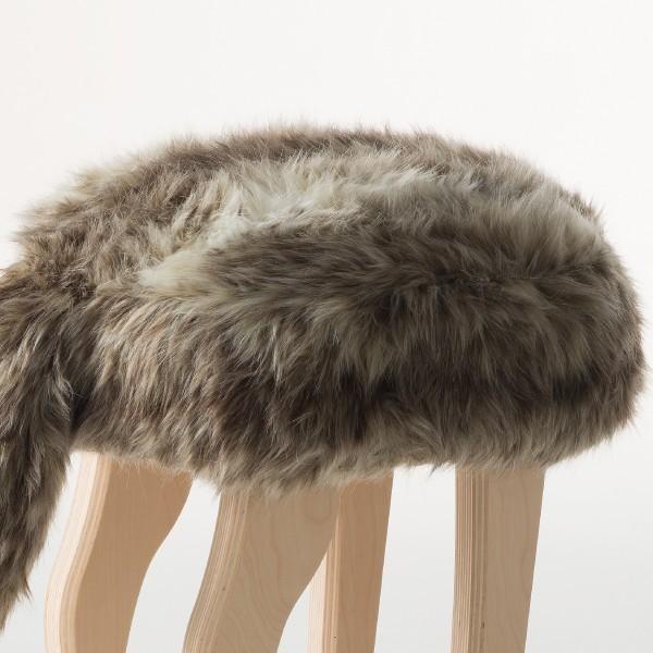 匠工芸 椅子 木製 北欧 おしゃれ スツール 動物 ファー チェア いす 丸