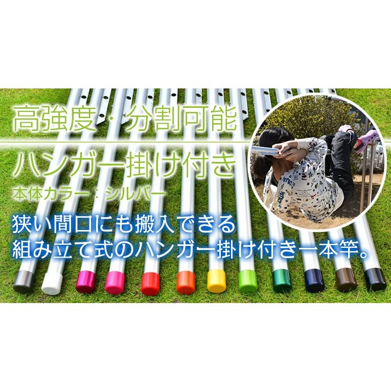 物干し竿 組み立て式 ハンガー掛け付き 1本竿 サビない 32パイ 2本 長さ 3m シルバ色 キャップの色が選べる 屋外 屋内 ベランダに最適な ものほし竿 洗濯ざお_1