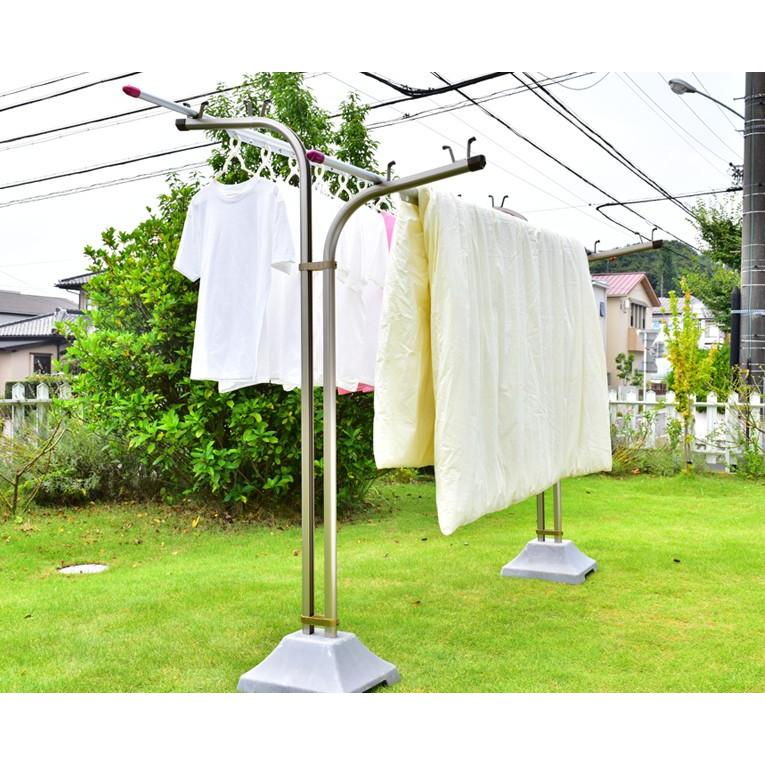 組み立て式 高剛性伸縮ハンガー竿 錆びない物干し竿 4本（長さ：2.5mから4.1mまで伸びる）シルバー色 ベランダ キャップの色が選べる_4