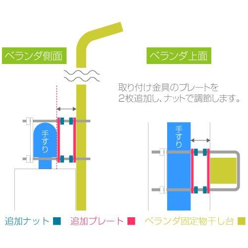 物干し台 ベランダ固定 手すりに取り付けるタイプ 太さ直径25mm角 ブロンズ色 4つ穴6枚特長ボルト 屋外 錆びない 潮風に強い ベランダ おしゃれ V Pl3 B25 Long 物干し専門店きらら 通販 Yahoo ショッピング
