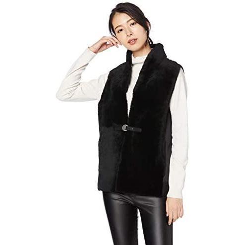 大特価アウトレット ダブルスタンダードクロージング Sov ムートンミックスニットベスト レディース ブラック 38 再入荷 Marve Hn