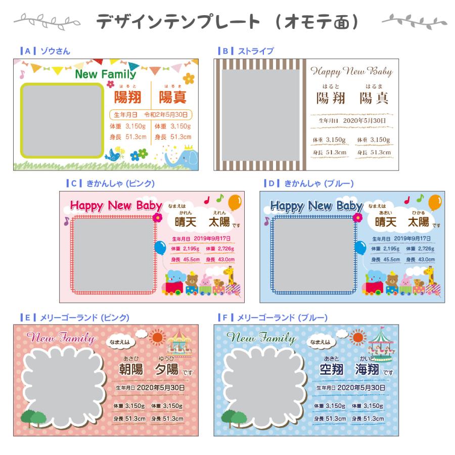 全国どこでも送料無料 内祝い 双子 出産 報告 カード 枚 誕生 命名紙 祝 赤ちゃん メッセージカード 名刺 お返し 写真 子ども 男の子 女の子 命名書 名入れ 印刷 Aynaelda Com