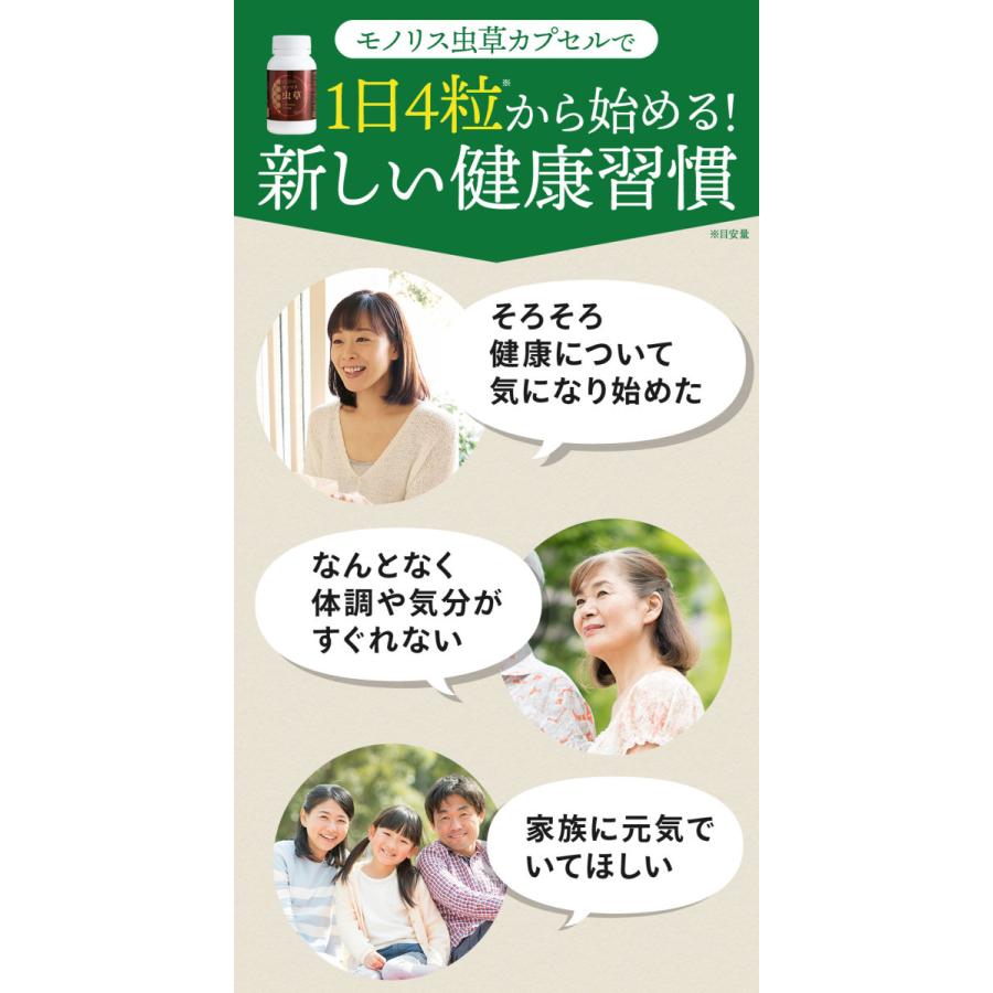冬虫夏草 サプリ サプリメント 健康食品 日本産 シニア 免活 サポート 活力 の維持 妊活 持続力 キノコ モノリス虫草カプセル 送料無料 |  | 03