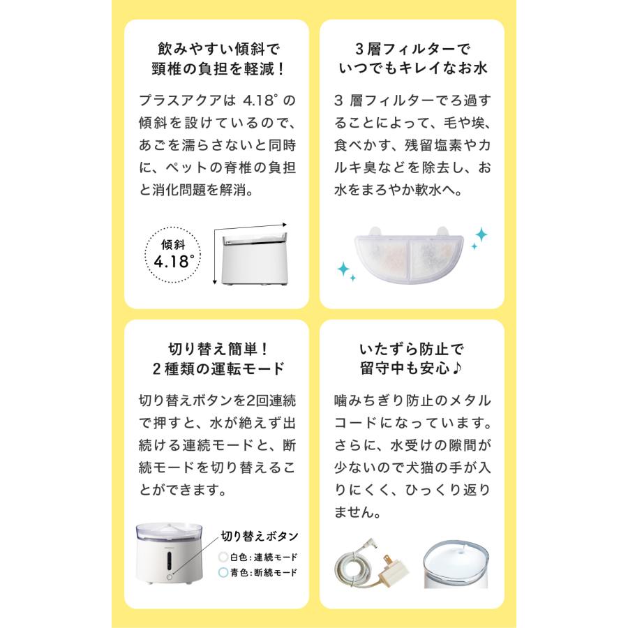 自動給水器 自動水やり器 ペット 猫 犬 ねこ ネコ いぬ 獣医師推奨 プラスアクア 給水器 水飲み器  給水機 浄水器 軟水 お手入れ簡単 洗いやすい 静音 |  | 09