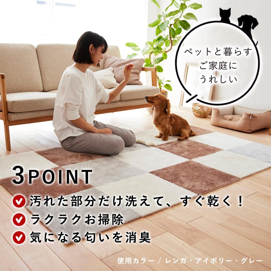 スミノエ ラグ ラグマット タイルカーペット 洗える 洗濯 ペット 犬 猫