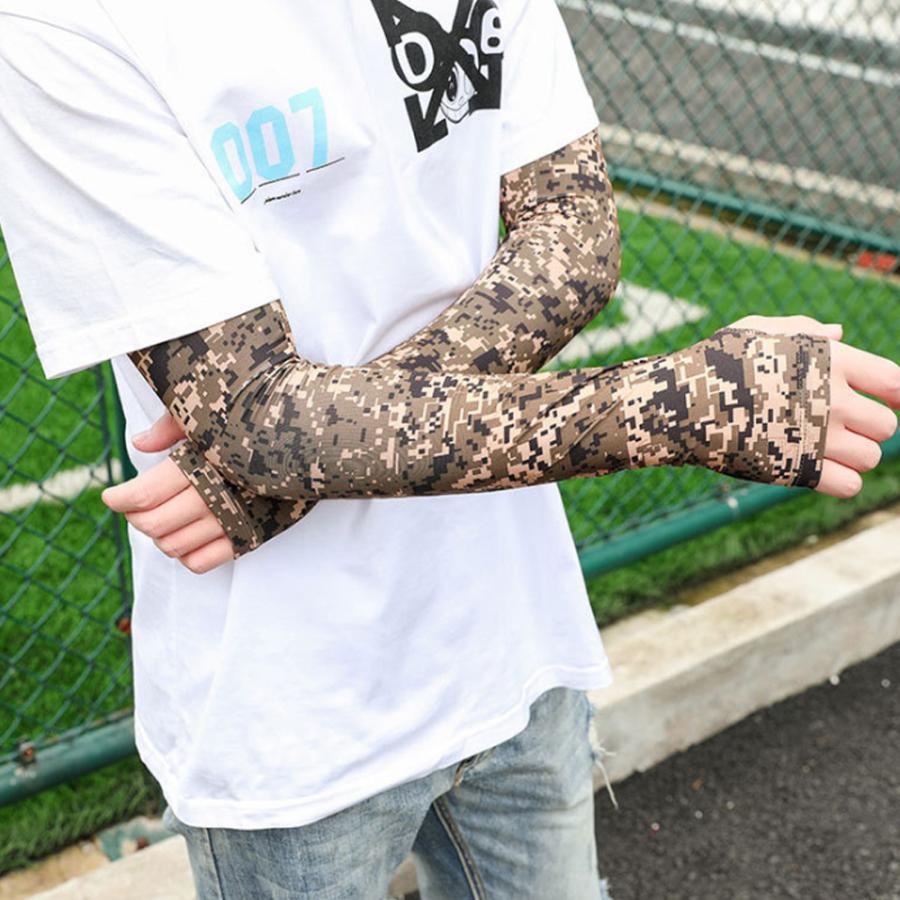 アームカバー 迷彩 カモフラ デジカモ 日焼け防止 紫外線対策 手袋 腕