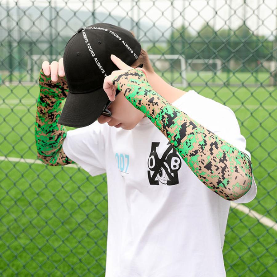 アームカバー 迷彩 カモフラ デジカモ 日焼け防止 紫外線対策 手袋 腕