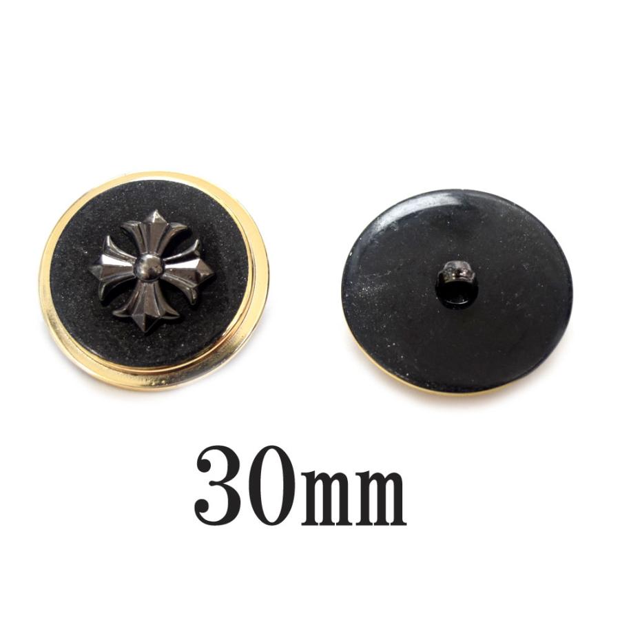 BT-861【メタルボタン】【プラメッキ】【30mm】ブラックラメ 金縁  