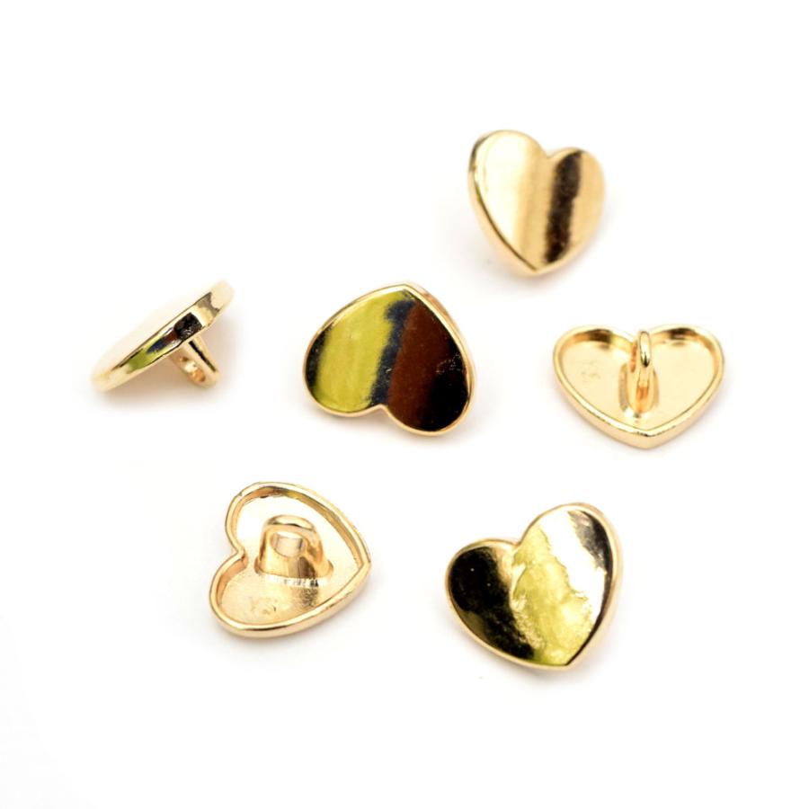ハートビジュー♡結婚式 アンティーク ストーン ボタン メタル 494【4pcs】メタルハートボタン大(ラインストーン)_ゴールド - 6号室