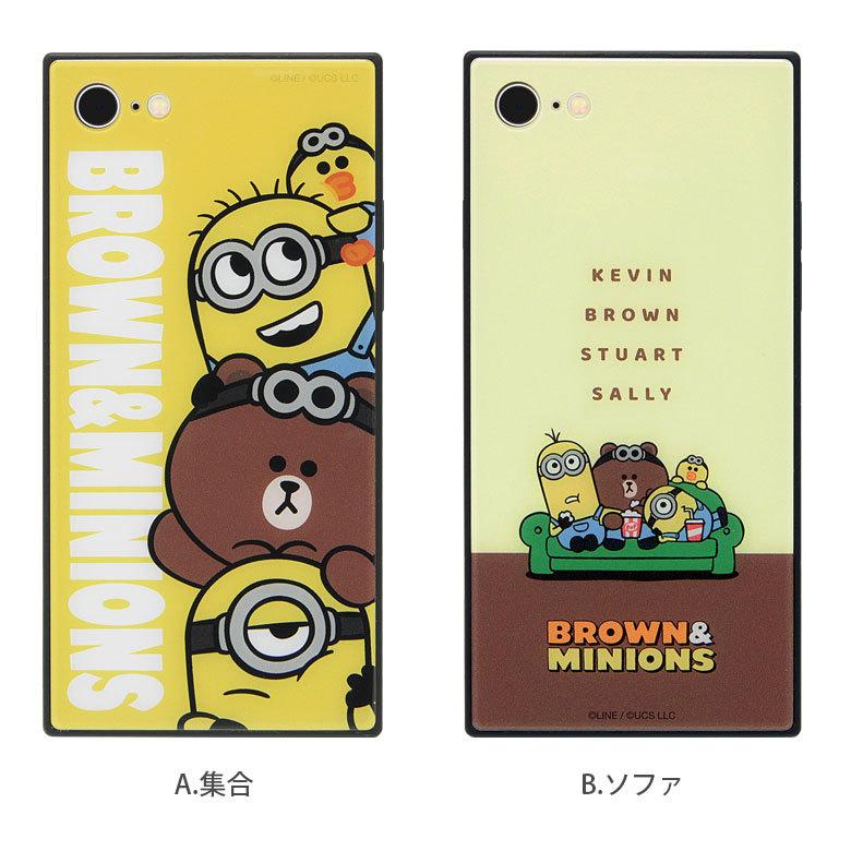iPhone se ケース 第2世代 BROWN＆MINIONS iPhone SE2 iPhone8 iPhone7 ガラスケース スクエア iPhone SE2 アイフォン mini-276 |  | 04