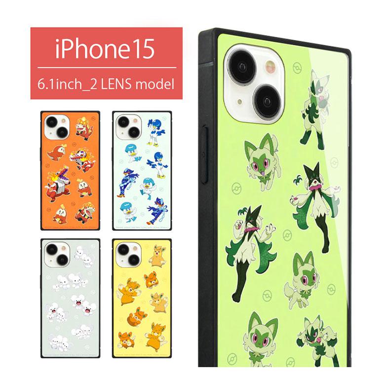 iPhone15 ケース スクエア ポケットモンスター ポケモン ガラス